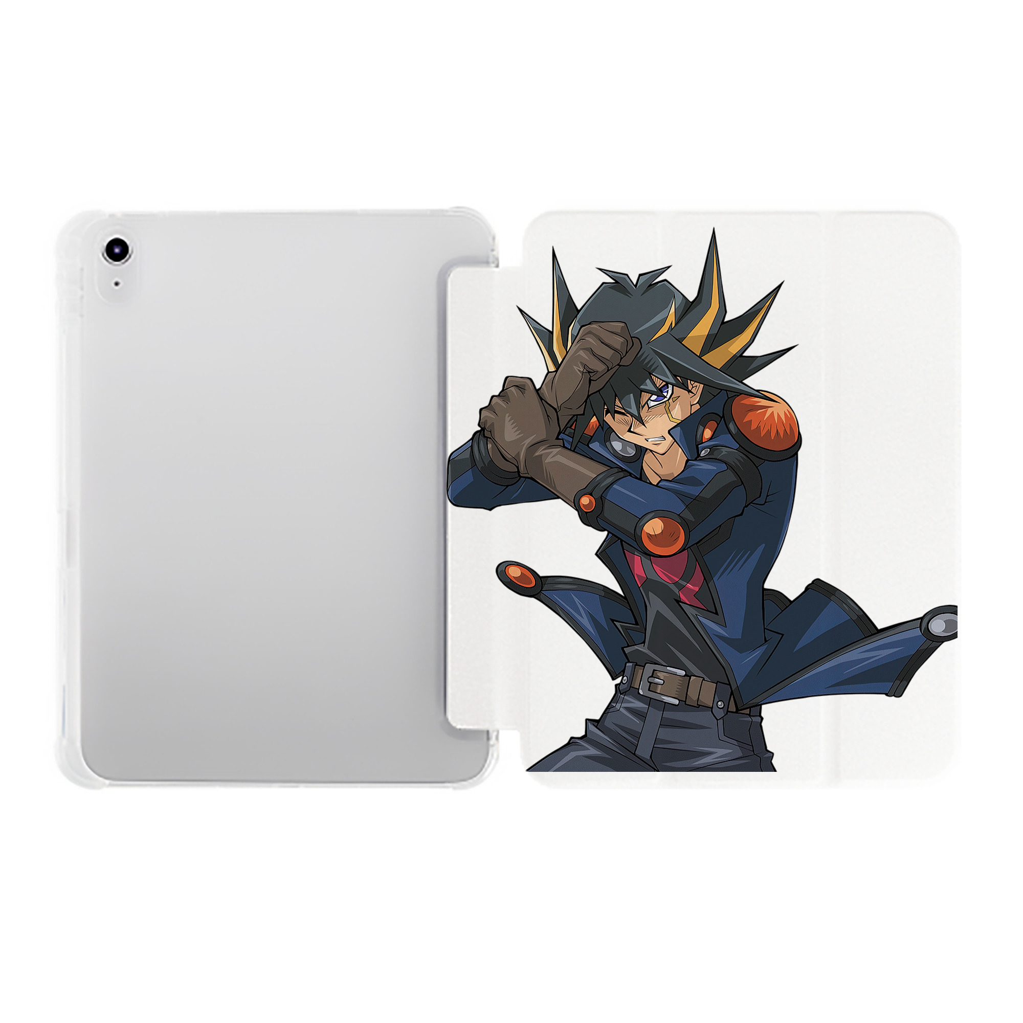 （画像用） 遊☆戯☆王 Yu-Gi-Oh! IPad ケース ペン収納付き 三つ折りスタンド PUレザー×シリコン 対応機種9.5/10.5/10.9インチ
